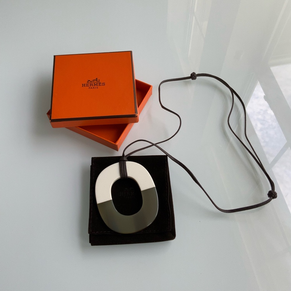 100% Authentic Hermes Isthme Buffalo Horn Necklace